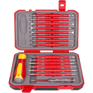 1000V Insulated Electrician Screwdriver Set, 29-pieces Screw Driver Set Kit, CR-V Magnetic Screwdriver Tool Set, Professional Electrician Tools Phillips Slotted Torx Hex Square with Voltage Tester