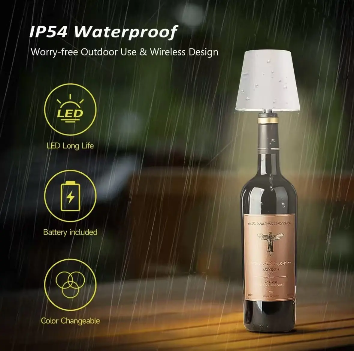 2026 New Rechargeable Wine Bottle Sensor LED Table Lamp - 3-Color Dimmable RGB Light, Wireless Modern Novelty Lighting with LED Atmosphere Lamp for Bars, Restaurants, Led Rgb Light