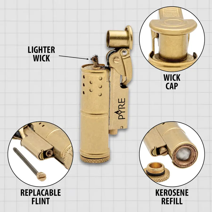 Pyre Kerosene Lighter - Classic Design with Replaceable Flint