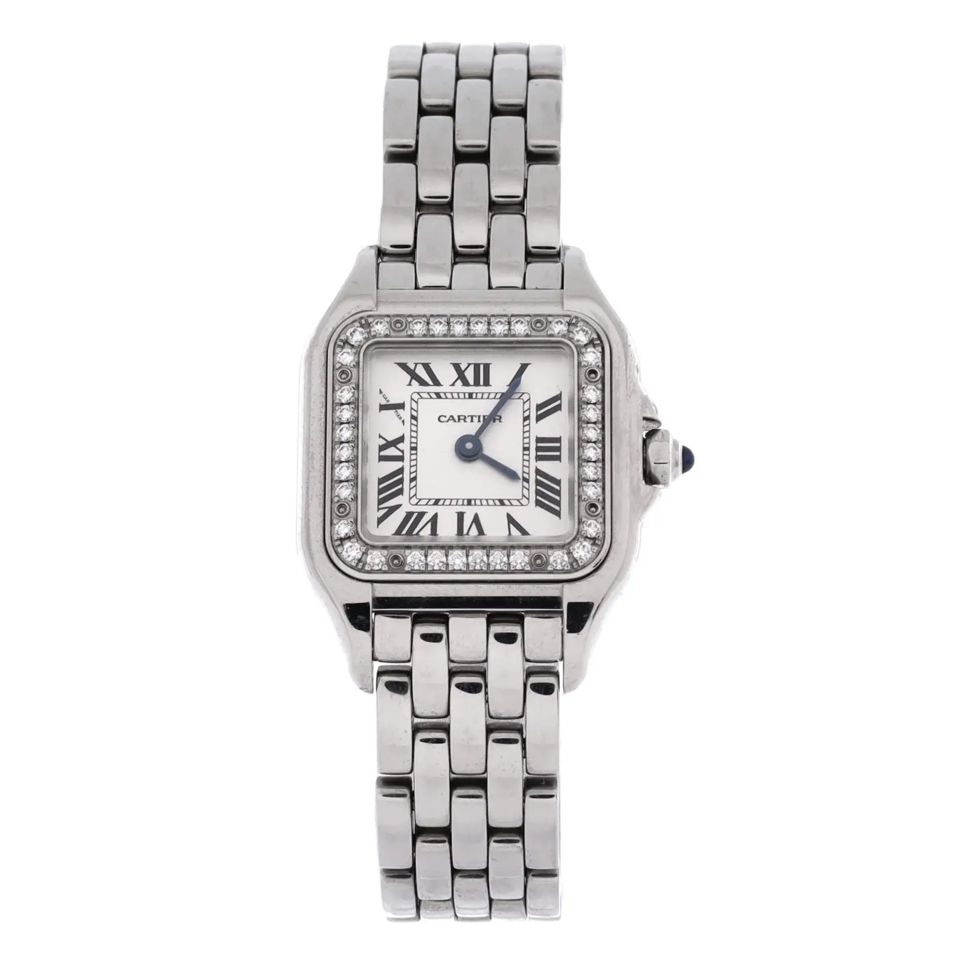 Pre-owned Cartier Panthere de Cartier Quartz Watch Stainless Steel with Diamond Bezel 22 by Rebag