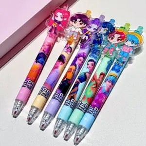6/12/18Pcs KPop Hunters Huntrix Rumi Black Gel Pen Student Writinng Pen Anime Figure Stationery Study Supplies Gift 0.5mm Acrylic Surface Mount Pen With High Aesthetic Value K-POP Press Pen For Student Stationery