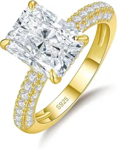 3CT 7*9mm Radiant Cut Moissanite Engagement Ring D-VVS1 Lab Created S925 Silver White/14K Gold Plated Valentine Gift queen ring Elegant Fashion Rings Everyday Ring