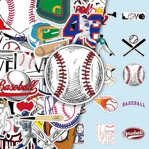 Baseball Themed Sticker, 50pcs Self Adhesive Decor Paper, Decor Sticker for Gift Greeting Card Water Bottle Laptop Cellphone Phone Accessories
