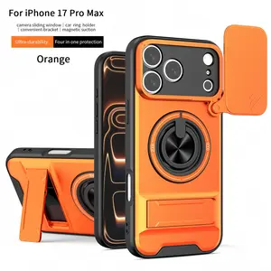 New Mecha Push Window Phone Case, Magnetic Ring Military Grade Shockproof Cover For iPhone 17/16/15/11 Pro Max & Samsung S26ULTRA S26PLUS S26