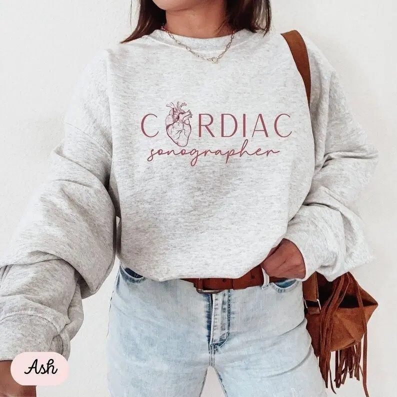 Cardiac Sonographer Sweatshirt Or T-Shirt, Cute Ultrasound Tech Crewneck, Heart Ultrasound Gift, Cozy Cardiology Pullover, Ultrasound Tech Top
