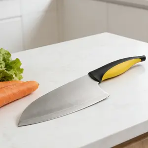 1PC, fixed blade knife, kitchen knife, sharp and durable, color blocked anti slip handle, comfortable grip, fashionable kitchen knife, stainless steel kitchen knife, good helper in the kitchen, suitable for household or outdoor use, family gift
