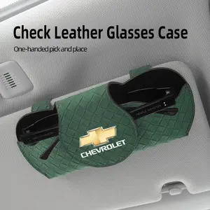 Car sun visor glasses bag leather wear-resistant sunglasses storage box Car Accessories For Chevrolet Corvette Montana TrailBlazer Silverado Traverse Camaro Suburban Equinox Bolt Cruze Malibu Colorado Trax SS Spark Captiva Onix Spin Impala Cobalt