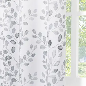 Living Room Curtains 84 inches Long Thermal Insulated Room Darkening Curtains for Dining Room Patio Leaf  Grommet Drapes for Bedroom, Grey, 2 count