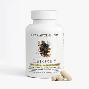 Detoxify – Parasite Cleanse & Gut Reset | Dear Apothecary | Psyllium Husk, Acai, Aloe, Inulin, Chlorella, Papaya, Ginger & Slippery Elm | Supports Digestion, Bloat, Detox & Regularity | Vegan, Non-GMO, 60 Capsules