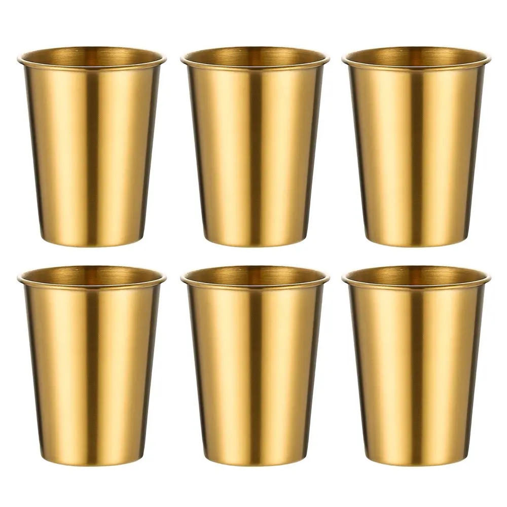 6pcs Stainless Steel Beer Cups, Beverage Cups, Durable & Silver Color Drinkware Set, Stackable Easy Clean, Ideal for Outdoor Events