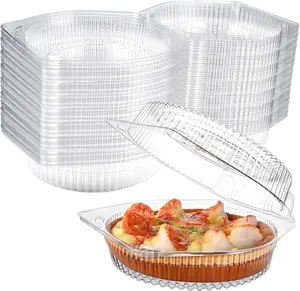 40PCS Clear Plastic Dessert Containers with Hinged Lids, Perfect for Transporting Pies, Flans, Doughnuts, Cookies, Salads, Fruits, And Vegetables - Each Container Measures 6 Inches