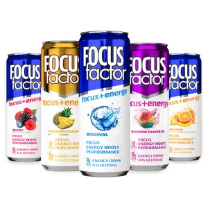 FOCUS FACTOR Focus + Energy Drinks - Zero Sugar - Pack of 12 - 120mg Caffeine - Nootropics & B-Vitamins - Original, Berry or Orange Flavor - for Focus, Energy, Productivity & Performance