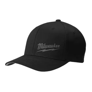 Black Fitted Hat - Small/Medium Size, 3-1/2" Crown Depth, Curved Visor, Lightweight Cotton & Polyester Blend, Adjustable Band