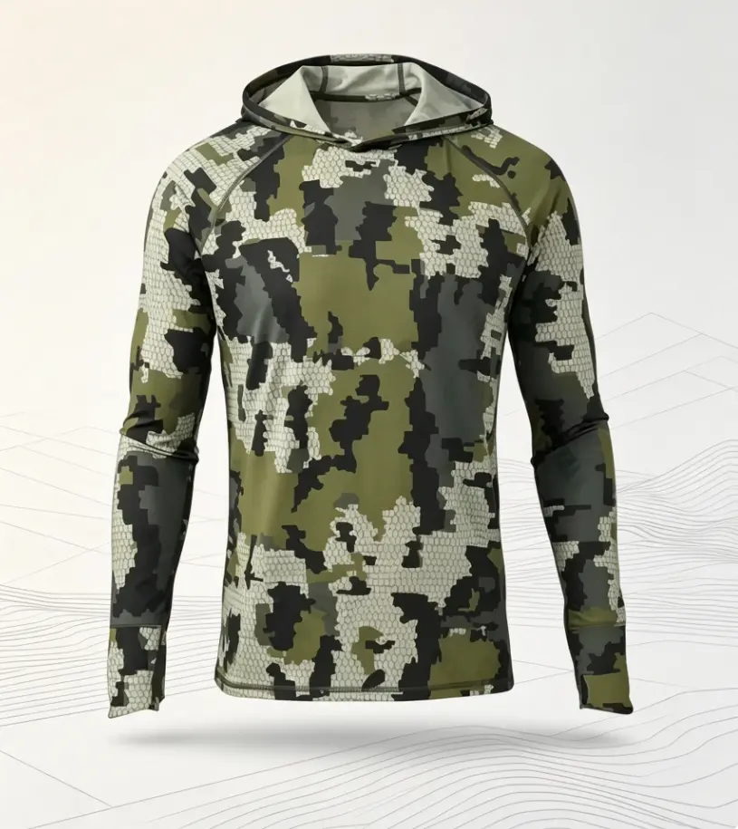 Men's Ocean Pattern Full Arm Cover Fishing Suit Top - Milk Silk Male Wear, Outdoor Work Outfit, Holiday Gift, Outdoor Workout