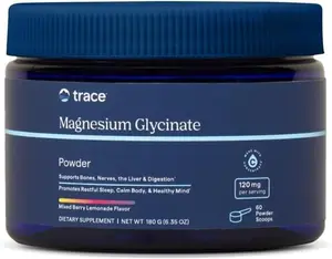 Trace Minerals Magnesium Glycinate Powder Canisters - 120 mg per Serving, Supports Healthy Sleep & Digestion, Natural Mixed Berry Lemonade Flavor - 60 Powder Scoops