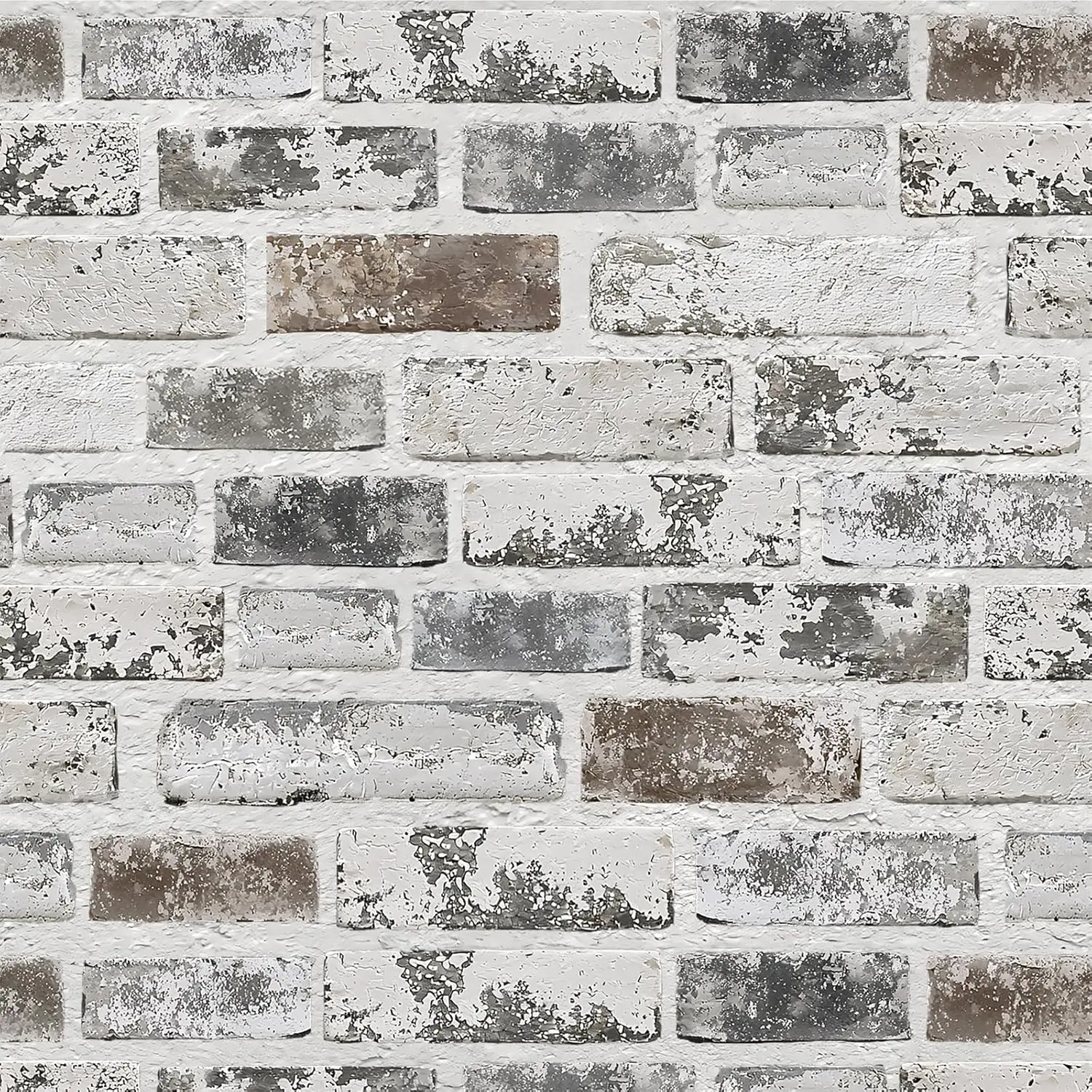 Brick Peel and Stick Wallpaper 17.3"x78.8" 3D Brick Wallpaper | Self Adhesive Removable Wallpaper Grey and White Textured Vintage Contact Paper for Fireplace Kitchen Home Decoration Vinyl