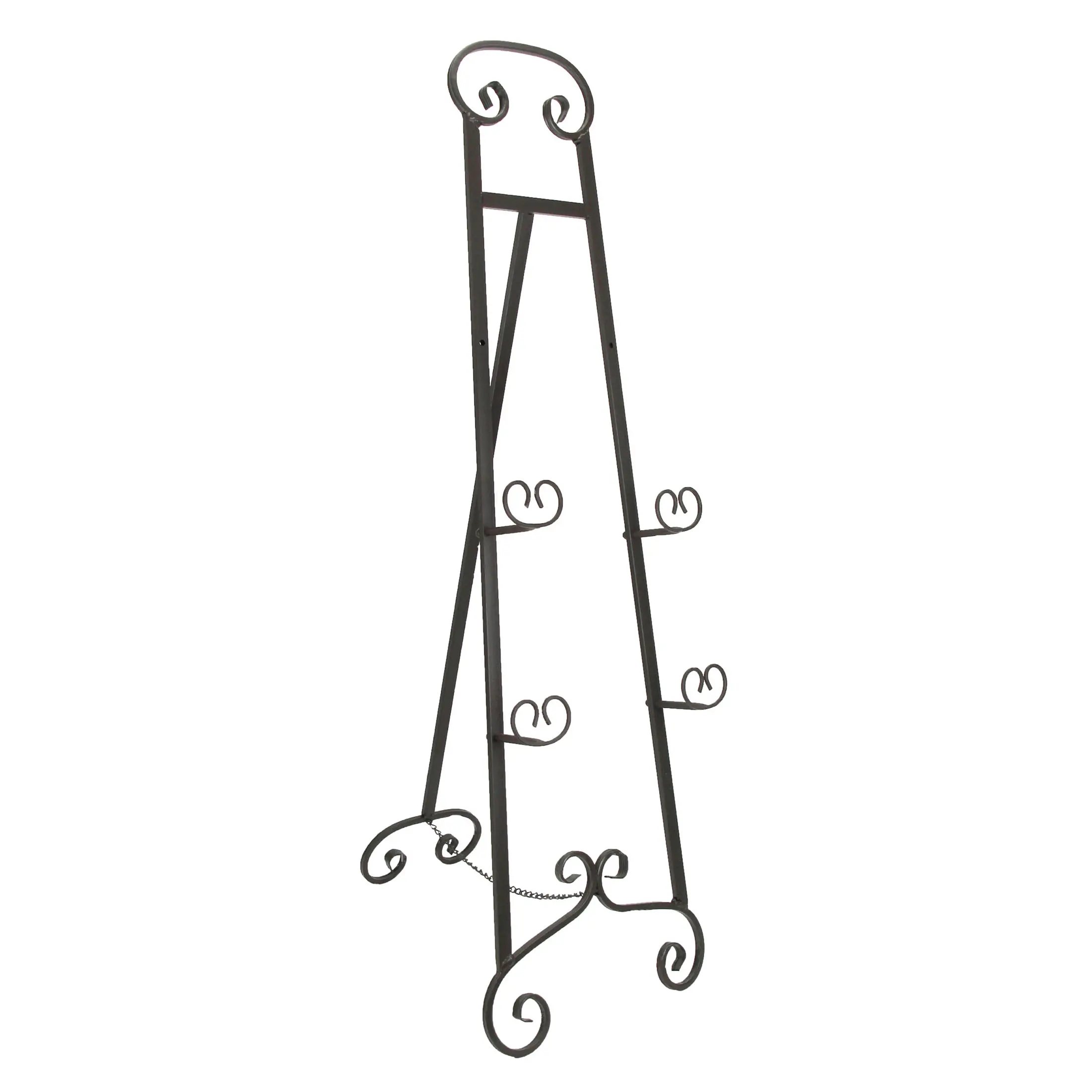 50in Bronze Scroll Top Easel - Wrought Iron Art Stand w/ Adjustable Holders