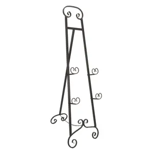 50in Bronze Scroll Top Easel - Wrought Iron Art Stand w/ Adjustable Holders