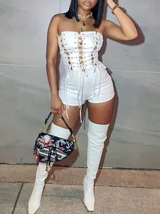 Women's Sexy Streetwear Nightclub Style Sleeveless Jumpsuit, Slim-Fitting Plain Design, Perfect for All Seasons, Trendy Fashion Piece