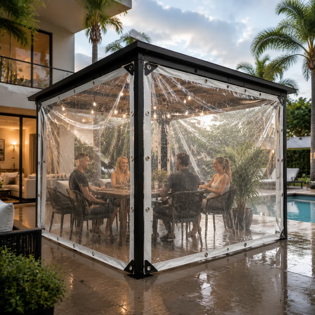 Transparent Heavy-Duty Clear Waterproof Rain cover Cloth, Versatile Lightweight Home Tarp with Thick Stitched Edges, Built-In Reinforced Rivet Holes for Outdoor Patio, Camper dustproof Protection