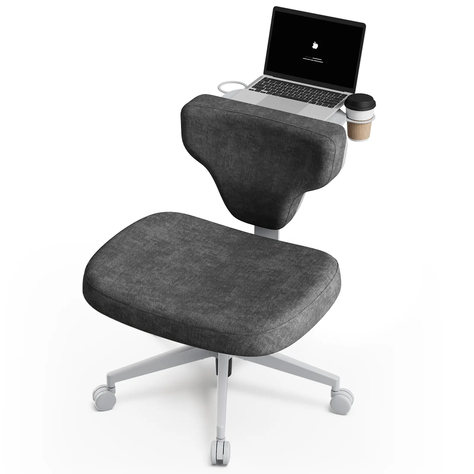 Newtral Ergonomic Cross-Legged Office Chair - 100% Polyester, Foldable, 66 lbs Support, Lumbar Support, Wheels, Adjustable Height, Balanced Elasticity, Back Tray Table, Pet-Friendly, Assembly Required, for Home Office Reading