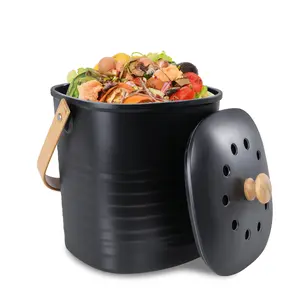 Beautiful Kitchen Compost Bin with Smell Proof Lid - Rust Proof and Odorless Compost Bucket for Your Countertop with No Smell Filters - Easy to Clean 1.1 Gallon Bin Looks Great On Any Kitchen Counter, Gift, Smooth tiktokshopspringglowup