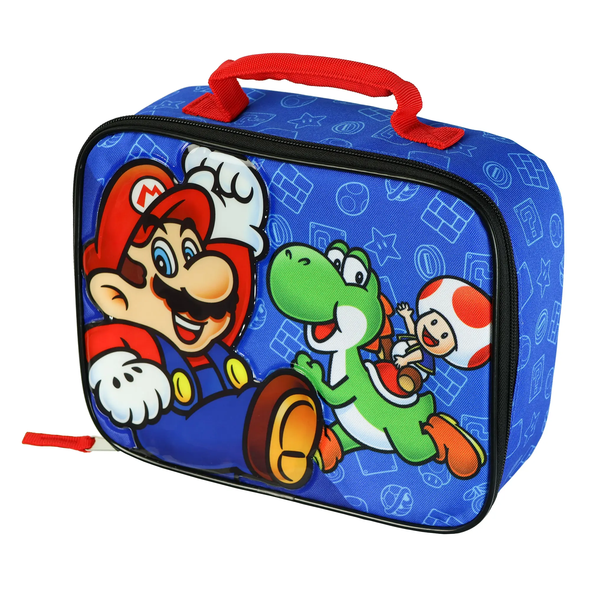 Nintendo Super Mario Lunch Box Insulated Full Zip Soft Sided Tote Bag 10"