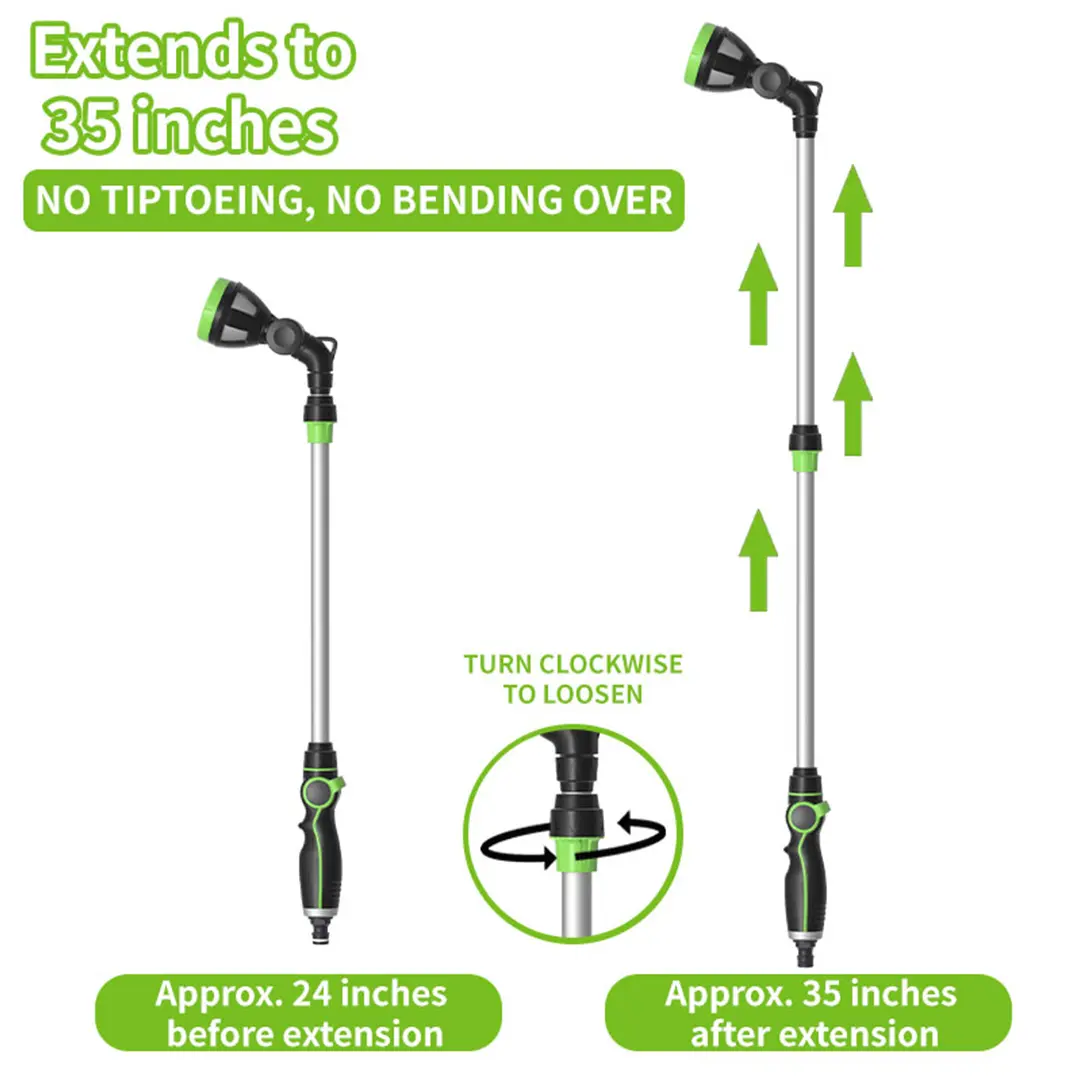 YESTAR Telescopic Watering Wand, 28 in Extendable Garden Hose Extension Sprayer with Metal Body, Adjustable Spray & 180° Pivot Head for Lawn, Garden