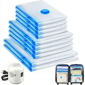 Larger & Thicker 12 Pack Vacuum Storage Bagswith Electric Pump 5 Laver Thick Reusable OdolFree Space Saver for Clothes Mattress BlanketDuvets Pillows Comforters Travel Thickened PPPlastic Organizer Sample Bag Bedding Compression Room Tool