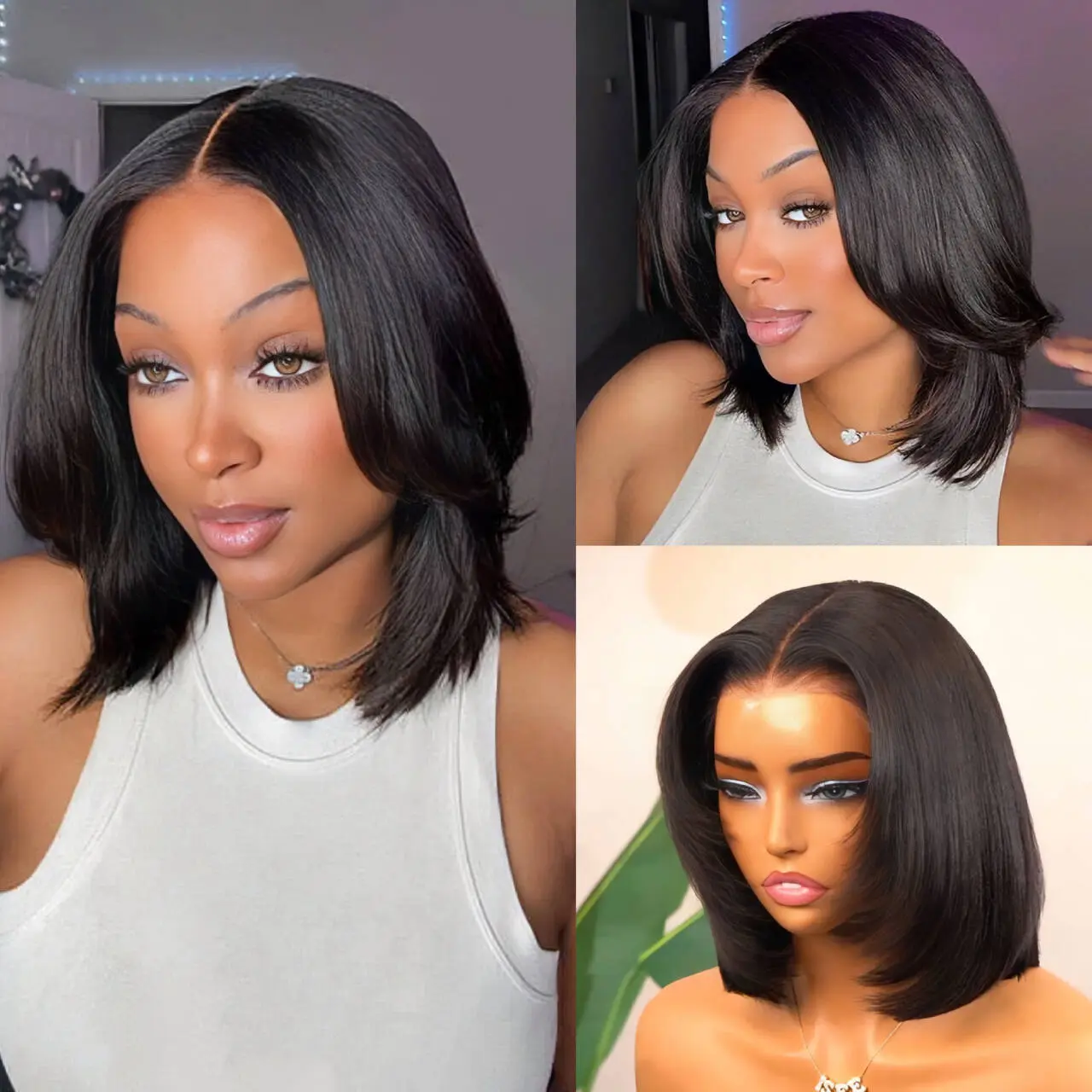 ISEE HAIR Wear Go 9x6 Tpart Layered Cut Bob Yaki Straight Wig Natural Black Deep Part Lace Glueless Wig #SummerWins #DealsForYouDays summer hairstyles