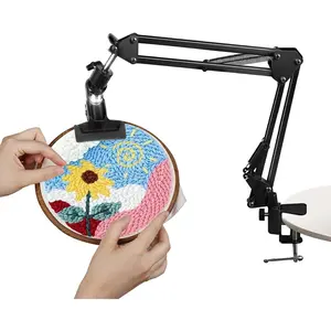 Embroidery Hoop Stand Adjustable Embroidery Stand Metal Embroidery Hoop Clamp Table Stand Suitable for Embroidery Hoops and Phone or Ipad(Black)