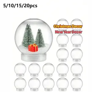 5/10/15/20pcs Transparent Plastic Snowballs, Fillable Water Balls with Lid, Christmas Decor, Party Gifts, Home Decoration, Wedding Ornaments