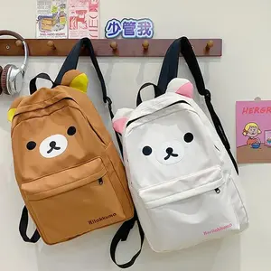 2026 new Cute Bear Rilakkumas Backpack Large Capacity Anime Cartoon Backpack Stylish Student School Bag Nylon Shoulder Bags Schoolbag