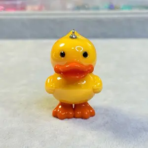 3D Duck Pendant Acrylic - Yellow Duck with Orange Beak and Feet