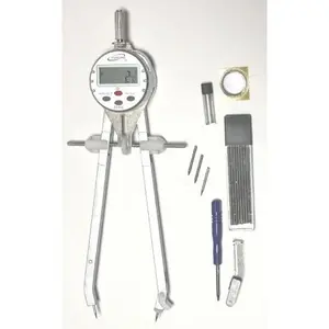 iGaging Digital Compass and Divider - LCD Screen, Threaded Handle, Aluminum Construction, 0-8in Radius, 0-16in Diameter, Inches/MM Measurements, Pencil Tips
