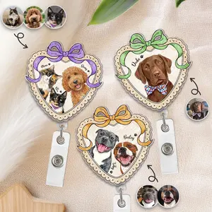 Custom Dog Portrait Badge Reel, Pet Portrait From Photo Gift, Pet Memorial Gift, Dog Portrait Gift, Nurse Badge Reel, Gift for Pet Lovers