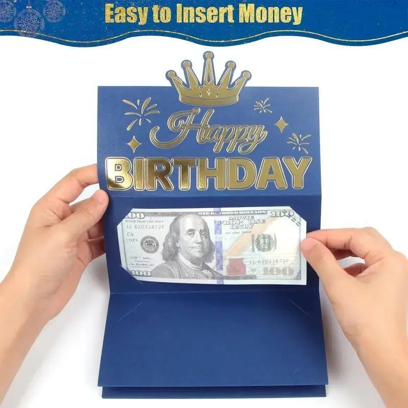 Surprise Cash Holder, Modern Gold Accent Money Gift Box for Birthday Party Celebrations with a Pull-Out Gifting Design, Unisex, 6 Slot Holder, Cash Display, Creative Presentation, Male And Female, Modern Color Scheme, Birthday Theme, Black And Gold, Unise