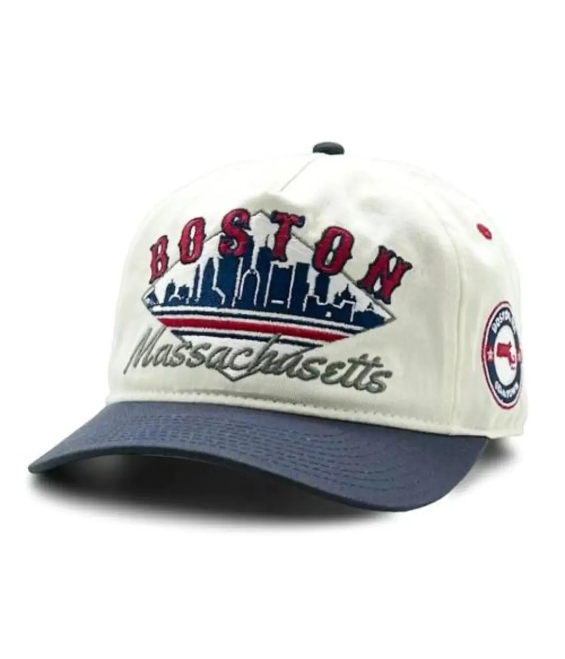 Vintage Boston Snapback Hat, Retro 5 Panel Beantown Skyline Cap, Adjustable Streetwear Baseball Hat, Classic Flat Bill Cap, Gift for Men & Dad