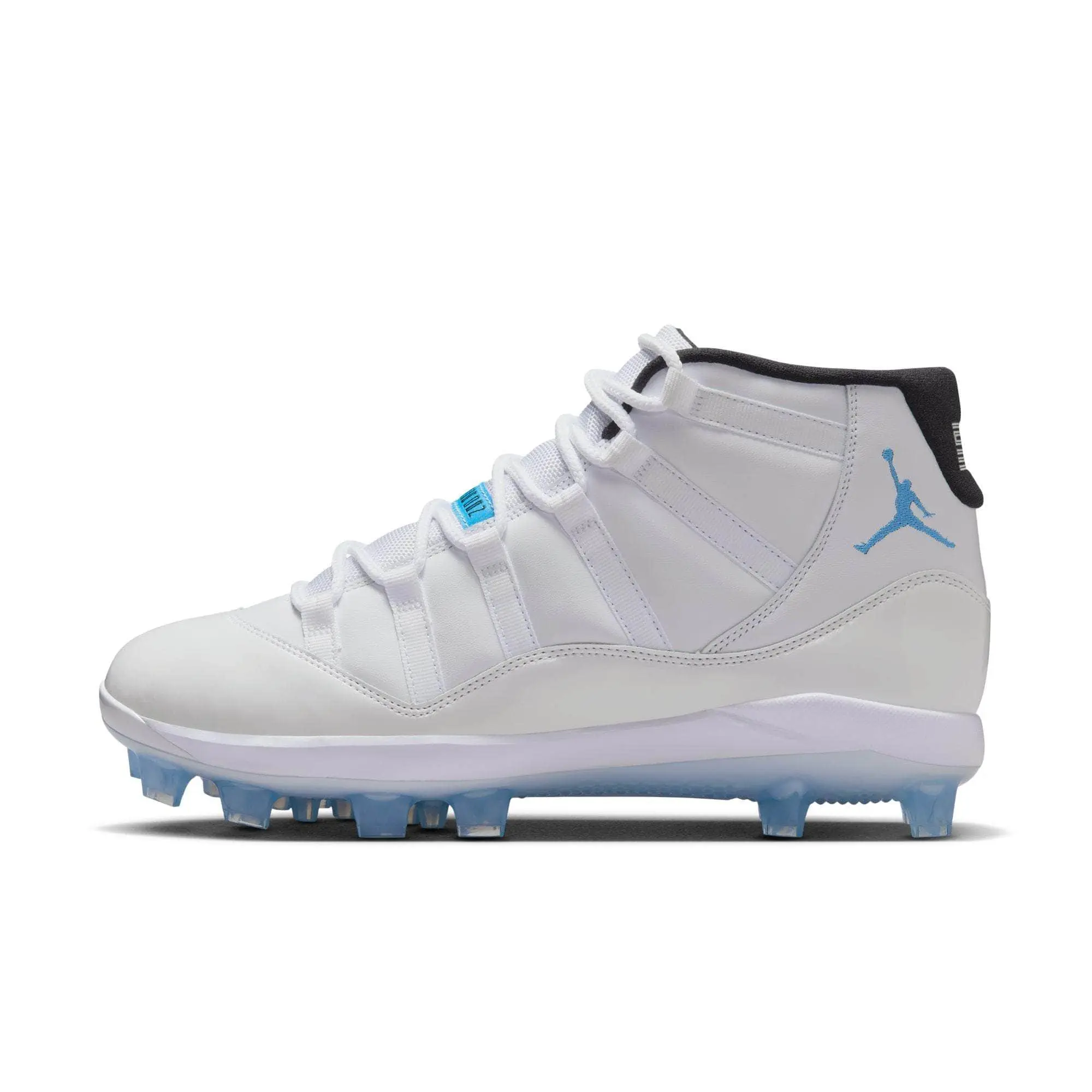 Air Jordan Men's 11 Retro Mid "Legend Blue" Baseball Cleats - High-Top Genuine Leather Upper, Lightweight Foam, Molded Studs for Durable Traction, Supportive Fit, Laced High Top Shoes, Male Sports Footwear, Laces, Cleated Plate, Field