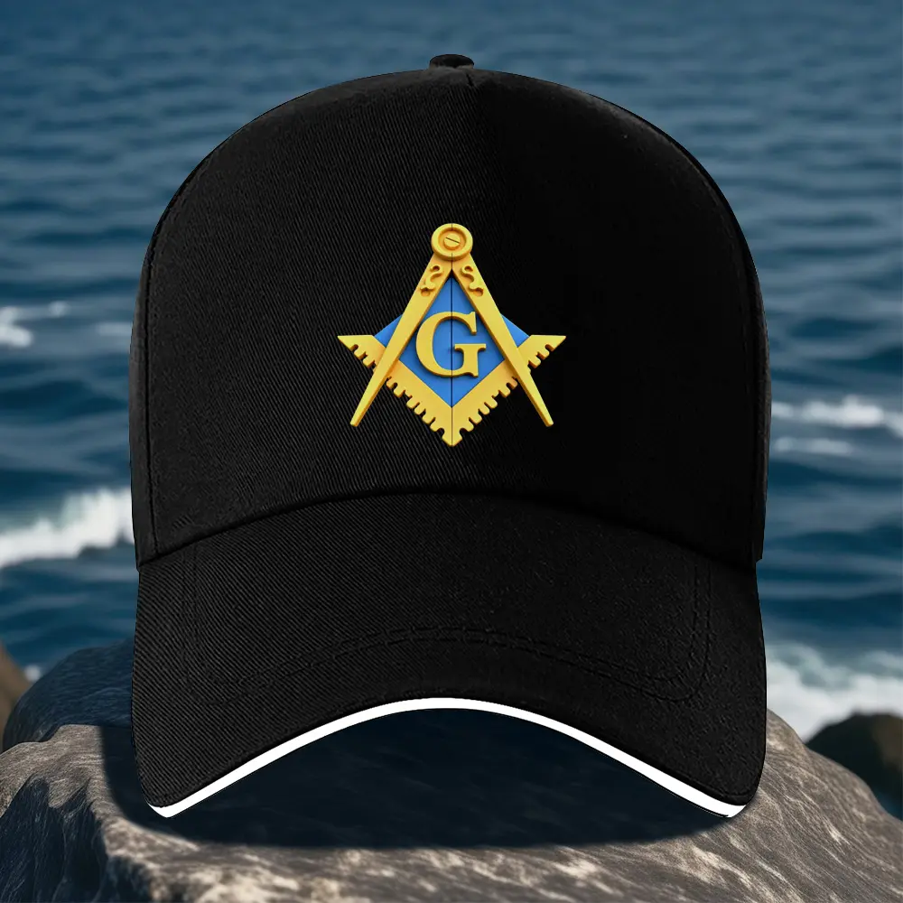 Unisex 3D Masonic Symbol Woven Fabric Badge Hat - Lightweight, Adjustable Logo Element Hat, All-Season Fashion Accessory, Logo Element Hats