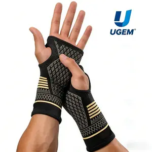 UGEM Copper Wrist Supports Sleeve(2 Pack), Wrist Compression Sleeve, Wrist Brace for Pain Relief, Arthritis, Carpal Tunnel Relief, Recovery(M, Black) summerwins