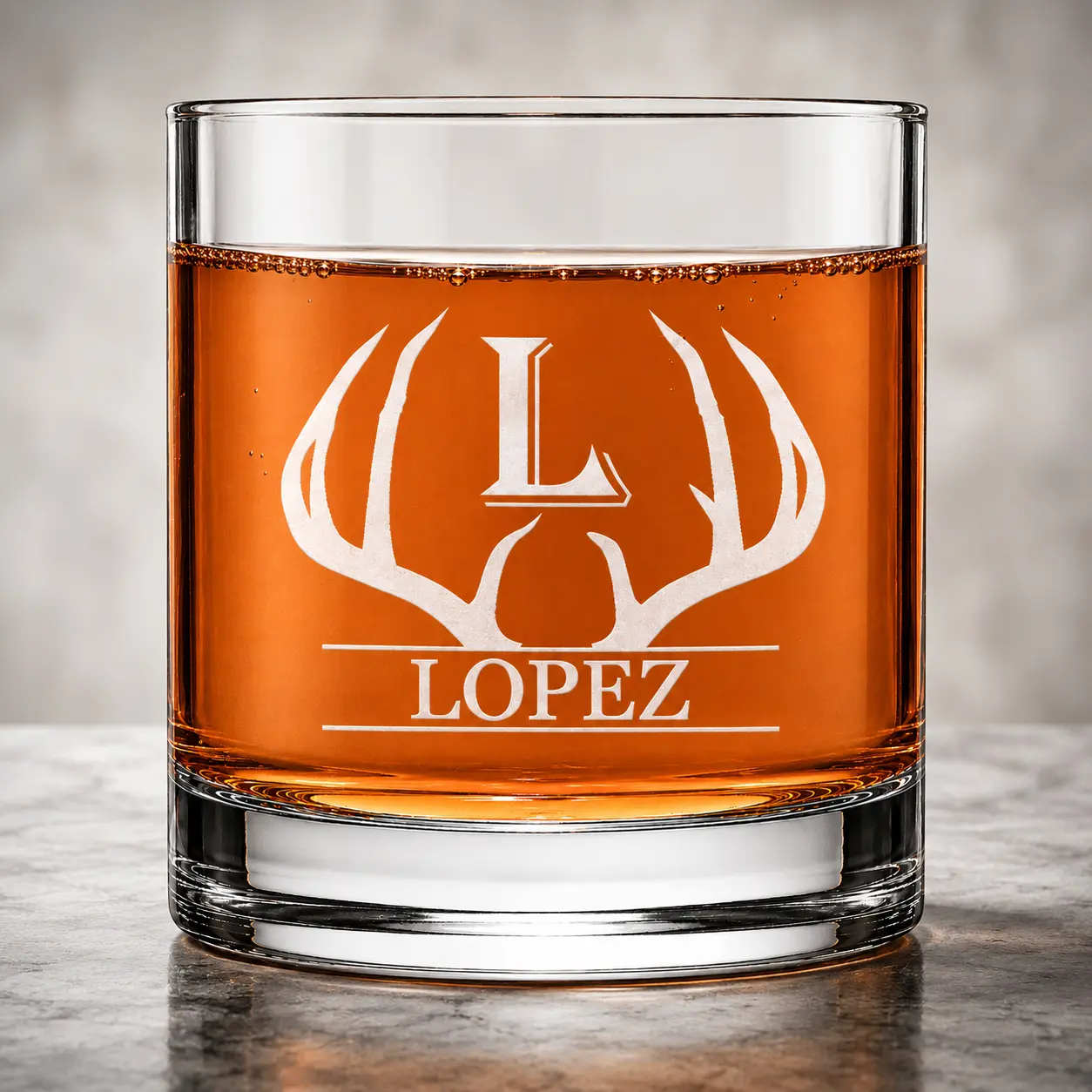 Personalized Whiskey Glass for Men, Engraved Monogram Bourbon Glass, Custom Scotch Rocks Tumbler, Father's Day Gift, Birthday Gift, 11 oz