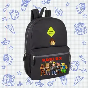 Roblox The Perfect Gaming Backpack for Youth - Back to School Oil Design in Gray Black Green & Blue Colors