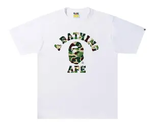 Bape College ABC Green Camo Text Tee White - M