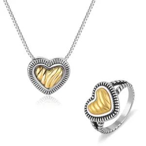 Mytys 【Love Series】Heart Jewelry Set For Women Elegant Necklace & Ring with Timeless Love Symbol Perfect Aniversary Gift Trendy Jewelry Accessories
