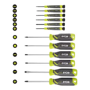 NEW 12-Piece Screwdriver Set with Magnetic Tips and Cushion Grip Handles RYOBI