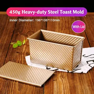 Upgrade Pullman Loaf Pan with Lid, Pullman Loaf Pan 1 LB, Pack Nonstick Sandwich Bread Pan, for Bread, Sandwiches, and Toast, Golden, Deep Side and Corrugated bakeware box mold baking sheet supplies baking tools silicone bakeware cake pan