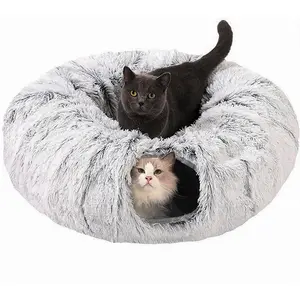 Foldable Cat Tunnel, 1 Count Portable Long Plush Cat Nest for Kittens, Kitty, Cat Tunnel Toy, Pet Supplies for Indoor Outdoor Use