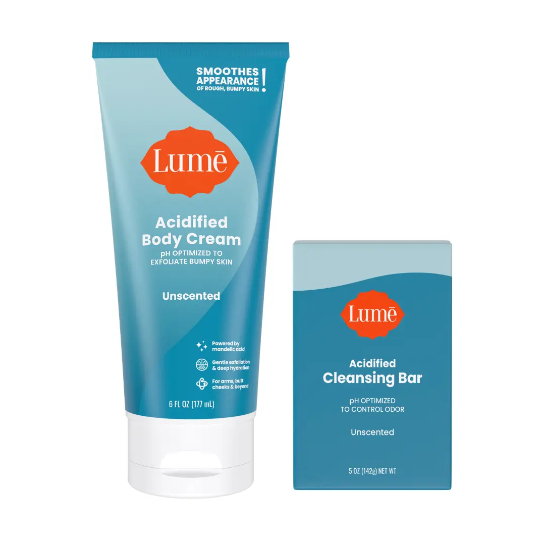 Skin Brightening Duo: Acidified Body Cream and Acidified Body Wash or Cleansing Bar - Lume Deodorant Skin Brightening Duo: Acidified Body Cream and Acidified Body Wash or Cleansing Bar - Lume Deodorant