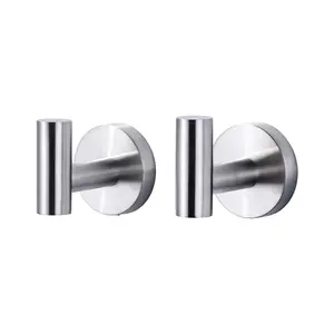 WOWOW Stainless Steel Wall Mounted Round J-Hook Robe/Towel Hook with Rust Resistant in Brushed Nickel (2 Pack)